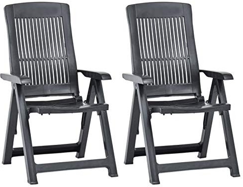 Chenshu Verstellbare Gartenstühle 2 STK. Gartenmöbel, Balkonstühle, Hochlehner, Balkonmöbel, Bistrostuhl, Garten Stühle, Sit Möbel, Armlehnenstuhl, Kunststoff Anthrazit
