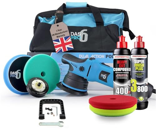 DAS-6 PRO Intro Kit 900 W I Includes Powerful Dual action polisher plus 2x Menzerna Polishing compound 250ml & 2x polishing pads I Electric car polishing & buffing machine, 6 speed dial
