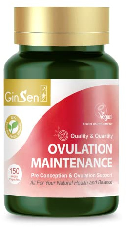 GinSen Ovulation Maintenance for Preconception, Added Astragalus, Cordycpes and CoQ10, Ultimate Support Supplement, Vegan Approved, 150 Capsules, Made in UK