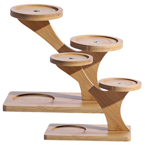SEWOART 2pcs Bamboo Plant Stand for Small Pots Tiered Desktop Display Shelf for Windowsill Tabletop Multi-layer Support for Flowers Crafts Retro Design