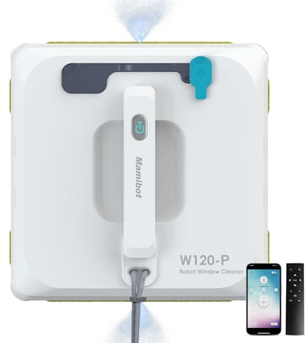 Mamibot W120-P Laveur de vitre Robot aspirateur avec 3000Pa iglassbot app 3 Modes/télécommande pour Le Nettoyage de vitres Carreaux marbre