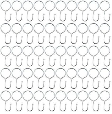 UMCHU 50 Stück Gardinenhaken, Vorhanghaken, Vorhanghaken in einem Stück, S-Haken für Vorhänge, Türvorhang, Fenstervorhang und Duschvorhang