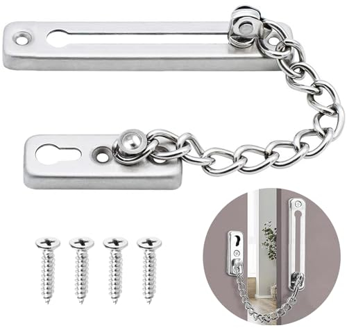 Chaîne De Porte,Porte De SéCurité En Acier Inoxydable ChaîNes,Inoxydable De Chaîne De Porte,Chaîne de porte sécurité,avec vis,portes intérieures d'hôtels,portes et fenêtres,Couleur Argent