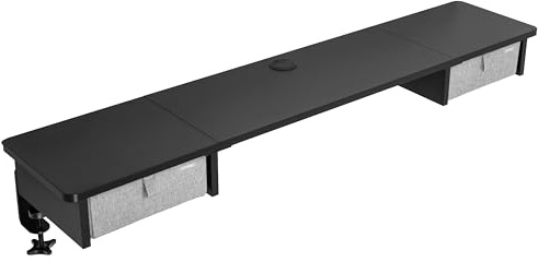 Duronic DD2 BK 120 cm skrivbordsskiva med 2 lådor | Kompatibel med alla 120 cm skrivbordsskivor | Skrivbordstillbehör | Gör det möjligt att lägga till lådor | Yta för att höja skärmen
