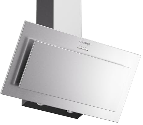 Klarstein Athena Cappe Inclinate 90cm - Cappa Cucina Angolare, 404 m³/h, LED, 3 Velocità, Filtro Carbone, A+++, Aspirante & Ricircolo, Design Moderno, Silenziosa 63 dB, Acciaio inossidabile