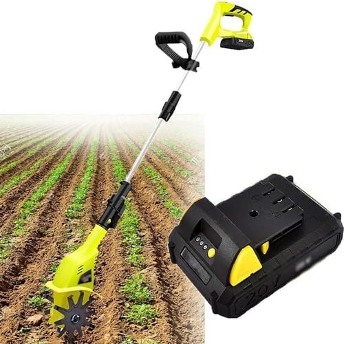Kanduo JSY Escarificadores Cultivador Inalámbrico, con Batería De Litio De 4000mah Y Cargador, Mango Ajustable, Cultivador Portátil for Jardines Cultivadores rotativos, Jardines, Campos