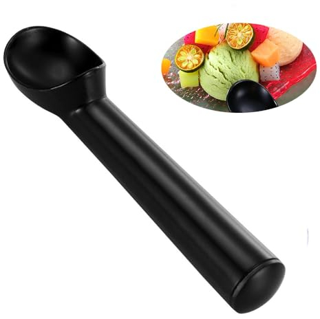 Cuchara de helado, antiadherente, anticongelante, fácil de limpiar, para gelatina, masa de galletas, sorbete, almendra, negro