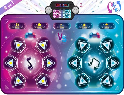 maysida Dance Mat Toy Gift for Kids ages 3-12, Dancing Music Playmat with 12 Key, Large Size (59*38 in), Double User Challenge Game Christmas Birthday Gift for Girls Boys 5 6 7 8 9 10 11 12 Year Old