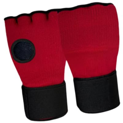 Perfeclan Guanti Interni da Boxe per Bambini, Guantini da Kickboxing, Protezione sotto i Guanti, Guanti da Boxe Mezze Dita, Fasce per Le Mani per MMA, Sparring, Rosso