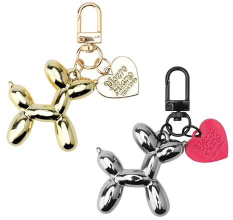 APOMOONS 2 Stück Schlüsselanhänger Damen (Gold & Silber) Aesthetic Taschenanhänger Bag Charms,Dog Keychain Bag Charm Anhänger Tasche Taschenanhänger Damen,Taschen Anhänger für alle Arten von Säcken