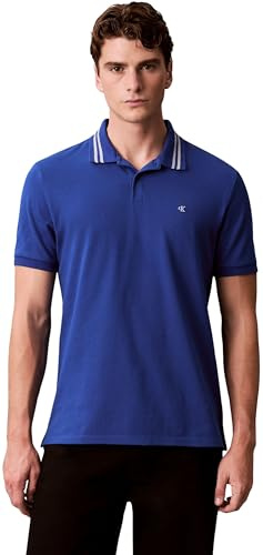 Calvin Klein Men’s Short Sleeve Monogram Pique Tipped Cotton Polo Shirt