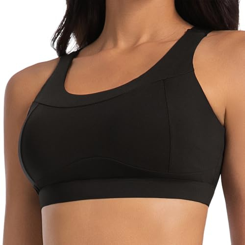 Betaven Sports Bras for Women High Impact Workout Tops Molded Cup Running Bra Sexy Backless Yoga Crop Top,Black,XXL