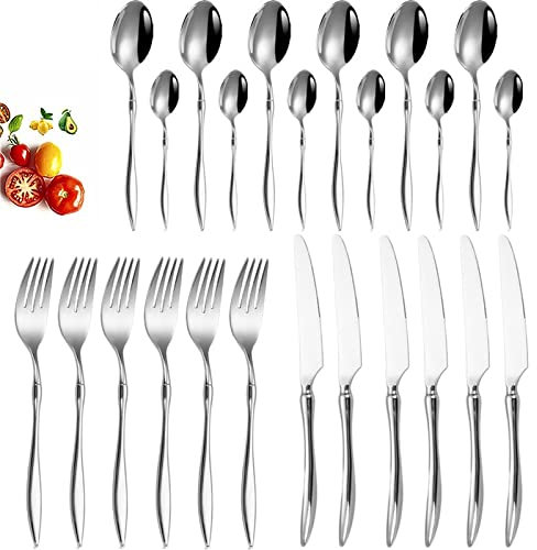 Bestickset I Rostfritt Stål 304, 16/24 Delar Lyxiga Silverbestick, Rostfri Kniv, Gaffel Och Sked Av Livsmedelskvalitet, Elegant Ergonomisk Design, Mångsidig Bankettpresent