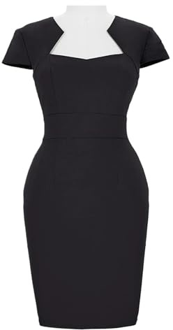 Elegante Vestido Tubo Vintage de Color Negro Liso for Mujer, Vestido Ajustado de algodón de Manga Corta con Mangas Cortas, Vestido Informal con Movimiento