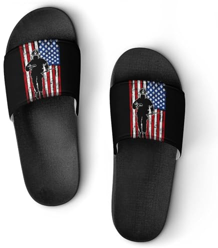 Firefighter U.S. Flag Summer Slide Sandals Shower Slipper Open Toe House Shoes for Men Women 45 (275mm)