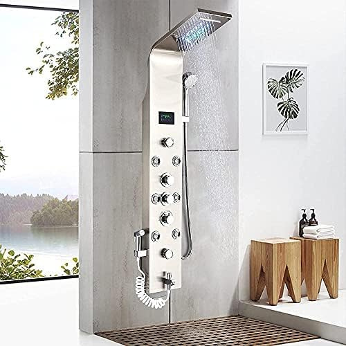 KLYDBMYT Brushed Nickel Shower Panel Tower Wall Mounted Tower System Shower Tower Panel 6 Functions with 4 Massage Jets