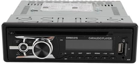 Asixxsix Enkel DIN-bilstereo, bilradio med USB-port CD DVD AUX-ingång MP3-spelare, handsfree-samtal FM-radio, universell passform för bilar lastbilar SUV