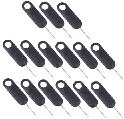 SOLUSTRE Juego de 15 Agujas de Expulsión de Tarjeta Sim de Aleación de Aluminio Negro, Herramienta Ligera para Extraer Tarjetas Sim en Smartphones y Tabletas