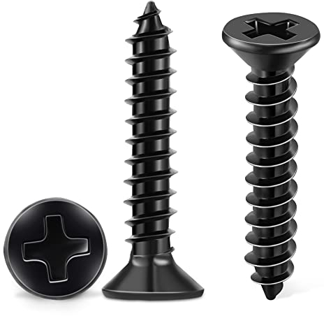 100 Vis Autotaraudeuses Ø4 x 25mm - Acier Inox A2 18-8, Tête Fraisée PH, Couleur Noire - Idéales pour Bricolage et Menuiserie, Cruciforme Vis à Bois M4