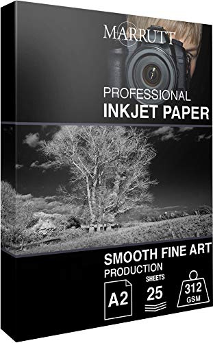 Marrutt 312gsm Smooth Fine Art Production Inkjet Photo Paper - A2, 25 Sheets