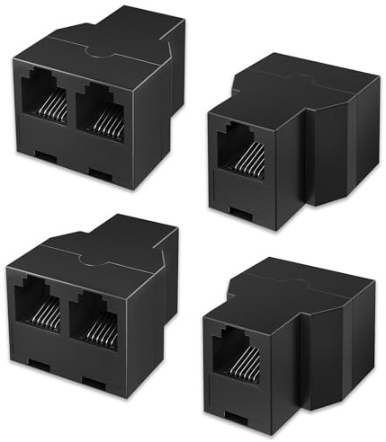 Uvital 1 Female to 2 Female Phone Line Splitters 4 Pack, Black RJ12 6P6C