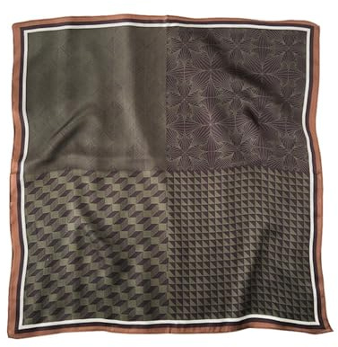 Riho 12 momme Hombres 100% seda de morera Pañuelo Bufanda Cubierta Para La Cabeza (53x53cm) (Cuadrícula-4)