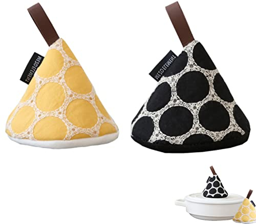 2 Stücke Ofenhandschuhe, Baumwolle rutschfest Oven Mitts, Topflappen & Ofenhandschuhe, gelten zum Kochen und Backen in der Küche(Gelb, Schwarz)