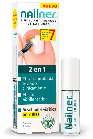 Nailner Pincel 2 en 1 Antihongos de uñas 5 ml - Pincel Tratamiento contra los Hongos en las Uñas de Manos y Pies - Resultados Visibiles en 7 Días - Trata y Previene los Hongos de las Uñas Sin Limar