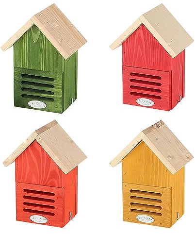 Rivanto® Naturtöne Marienkäferhaus aus Kiefernholz, H23 x 16 x 12 cm, 1 Stück buntes Insektenhotel