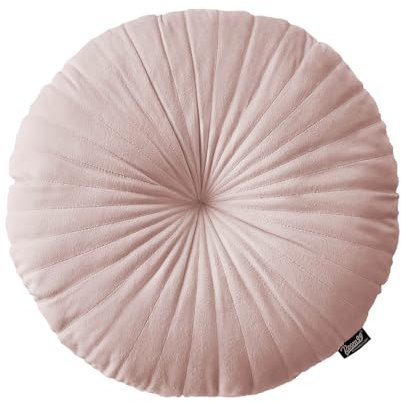 ROOM99 Milou Cojín Redondo de 45 cm, cojín Decorativo, Relleno de Felpa, cojín para sofá, Cama, sofá, salón, Decorativo, Terciopelo Acolchado, Color Rosa pálido, 1 Unidad
