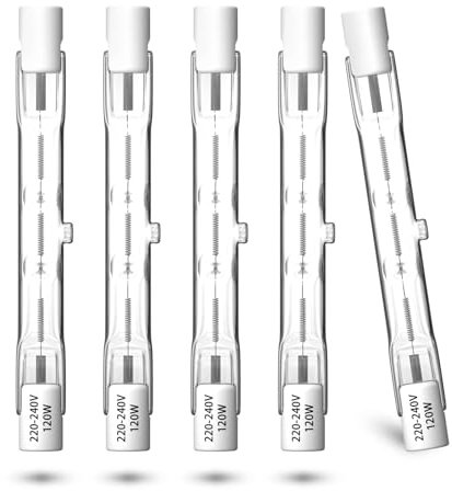 DoRight 120W R7S Halogen Leuchtmittel 78mm Warmweiß 2800K Dimmbar Halogenstab R7S 78mm J Typ Lineare doppelendige Flutlichtlampe 1885lm AC 220-240V für Arbeit, Sicherheit, Stehlampen (Packung mit 5)