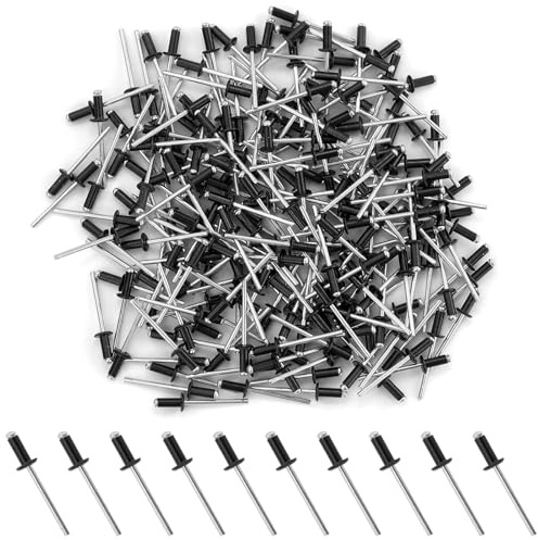 210 rivetti ciechi in alluminio, rivetti alluminio, rivetti pop, 4 mm x 10 mm, rivetti ciechi antracite, testa grande, nero, per edifici, navi, auto e mobili