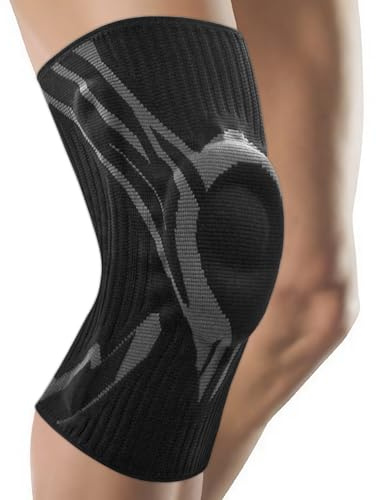 GUARVEX Kniebandage für Männer/Damen, Komprimierte Kniestütze mit Patella Gel Pads & Feder Seitenstabilisatoren für Laufen, Meniskusriss, Arthritis, Gelenkschmerzlinderung, Schwarz, L