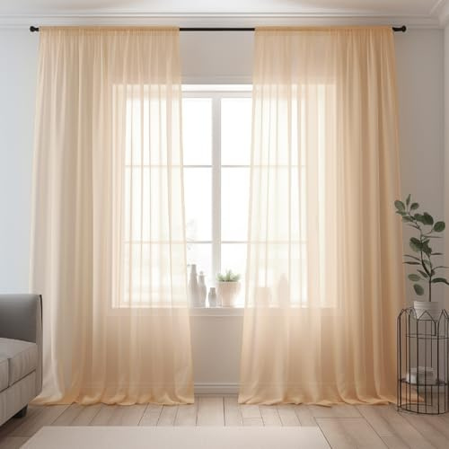 NAKIHOUSE Voile Curtains 108 Drop Pairs Net Curtains for Windows | Light Filtering Voile Panel Slot Top Sheer Curtain for Living Room Bedroom /Nursery Room W52xL108 Inch (132x274cm)