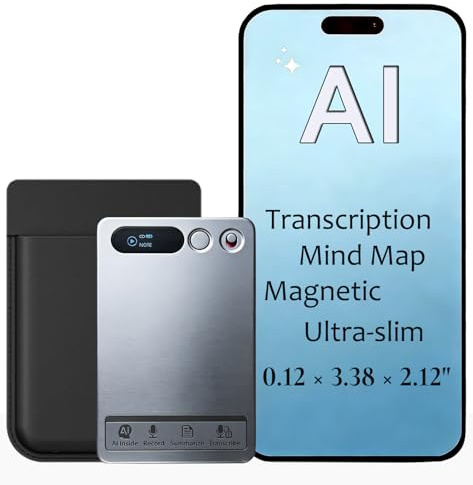 LemoVoz AI Voice Recorder with Text Transcription, AI Recorder and Transcriber, APP Control, AI Recording Device Note Taker for Lectures, Meetings, calls, Grey