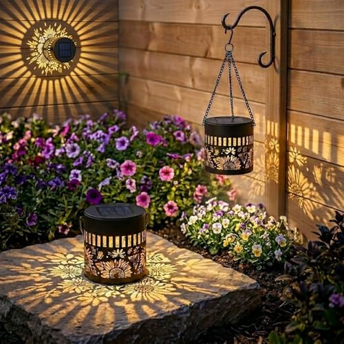 2 Lanternes Solaires D'extérieur, Blanc Chaud Lampes Solaires de Jardin