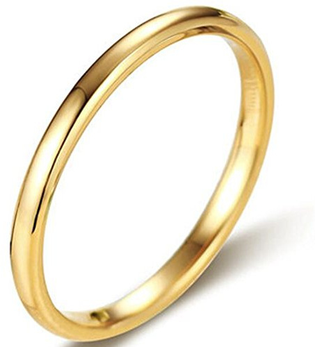 Jude Jewelers 2MM Tungsten Carbide Stackable Ring Plain Wedding Band (Gold, 4.5)