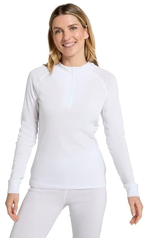 Mountain Warehouse Talus Damen Winter Baselayer Oberteil, Reißverschluss -Unterhemd Funktionsunterwäsche Thermounterwäsche Weiss (Reißverschluss am Hals) Damengröße EU 44