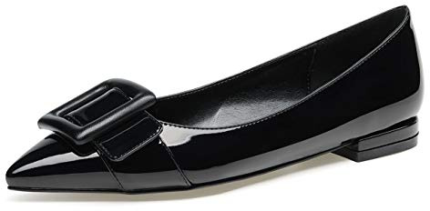 Castamere Chaussures Plates Femme Bout Pointu Ballerines Mode Escarpins Noir Vernis Escarpin EU 35