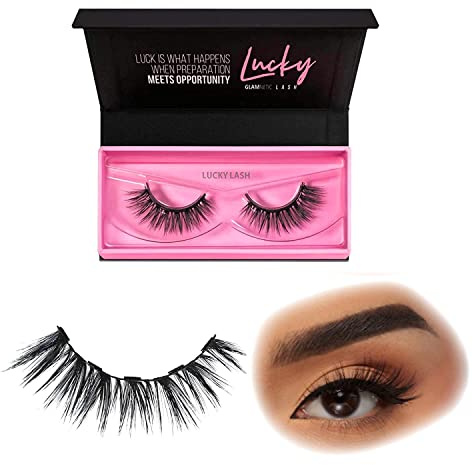 Glamnetic Magnetic Eyelashes - Lucky | Short Magnetic Lashes, 60 Wears Reusable High Volume Faux Mink Lashes, Cat Eye Flared - 1 Pair