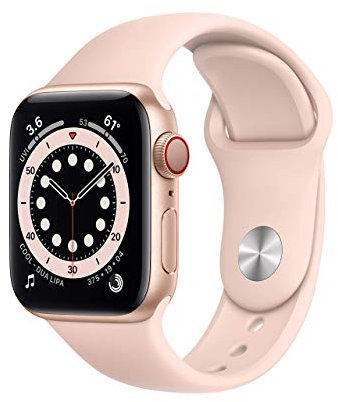 Apple Watch Series 6 (GPS + Cellular, 40MM) - Gold Aluminium Case with Pink Sand Sport Band (Renewed)