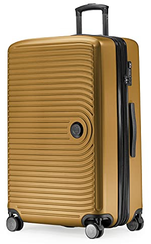 Hauptstadtkoffer - MITTE – Grande Valise à roulettes, Bagage Coque Rigide avec Extension de Volume de 8 cm, Verrouillage TSA, 4 roulettes jumelées caoutchoutées, 77 cm, 130 L, Or d'automne