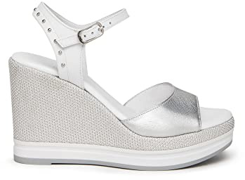 Nero Giardini E307680D Sandali Donna in Pelle - Argento 39 EU