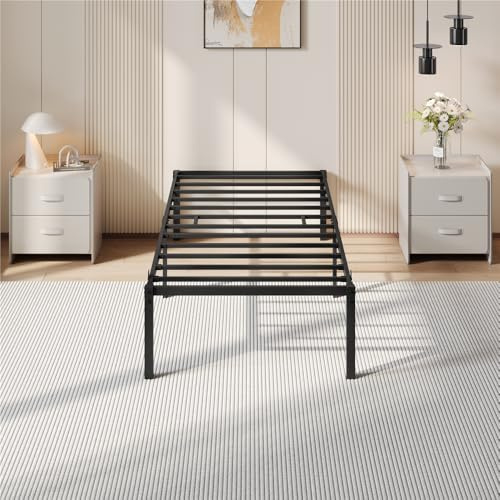 Yaheetech Lit Simple en Métal Assemblage Simple pour Petits Espaces Adultes 90x200 cm Noir
