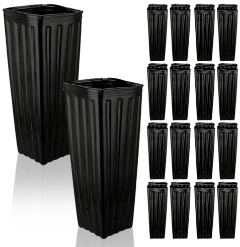 Yardwe Macetas para plántulas de árboles, 50 unidades, reutilizables, para viveros profundos, macetas grandes altas para plántulas con agujeros de drenaje, cubremacetas, 12 x 32 cm