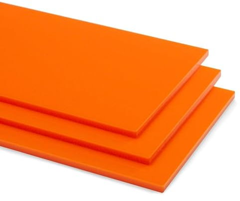 Plaque en acrylique de 3 mm – Plusieurs tailles et couleurs – Noir, blanc, rouge, vert, bleu, orange (A3 (400 mm x 300 mm), orange)