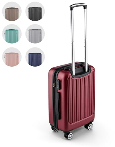Easy Move ABS Hartschalenkoffer - Ergonomisch & Sicher - Kleiner Trolley Koffer mit 360° Rädern, Zahlen-Schloss - Rollkoffer, Reisekoffer Klein (Wine Red, 54cm)