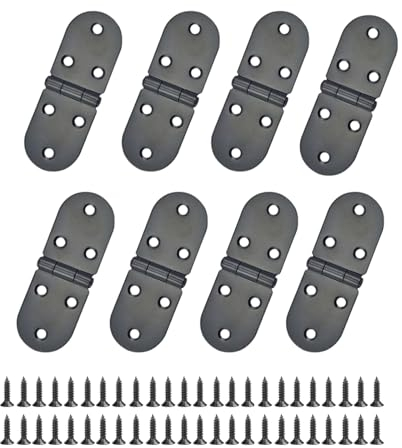 Klappscharnier 8 Stück Klapptisch-Scharnier Edelstahl Runde-Scharniere 180 Grad Aufschraubscharnier Klappbar Tischscharnier MöBelscharnier Nähmaschinen Tische Klappenscharnier Schwarz Scharnier
