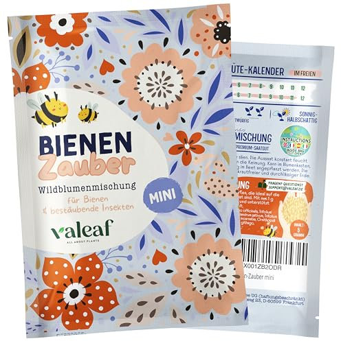 valeaf Bienen Blumensamen I Blumensamen als Wildblumen I Blumen Samen Saatgut I Bienenwiese Saatgut I Bienenmischung Samen I Blumensamen Bienenwiese I Bienenwiese Saatgut (Bienen-Zauber mini)
