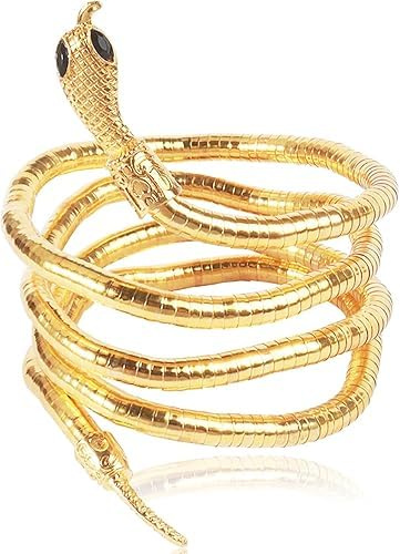 CHAOTEMAI Cadena de serpiente para mujer, brazalete de serpiente, tocado de serpiente,brazalete para la parte superior del brazo, para mujeres atuendo de maquillaje de Medusa (Dorado)